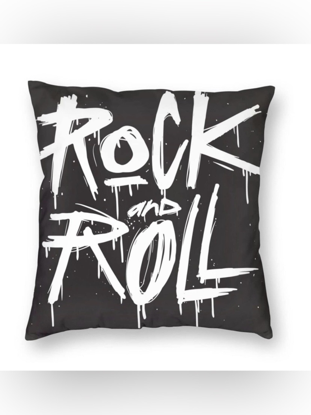 ‘Rock and Roll’ Accent Pillow Cover SQUARE 18x18” (1-count) BLACK WHITE